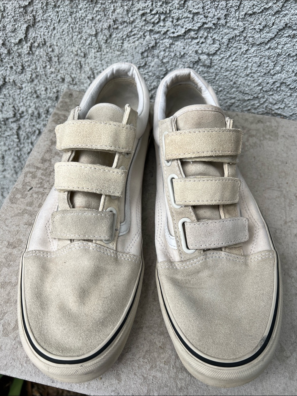 Vans old Skool v marshmallow turtle dove suede Velcro straps sneaker shoes men’s